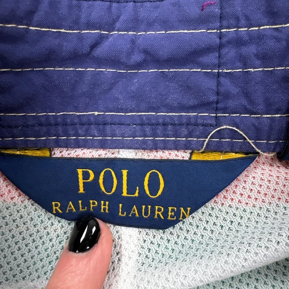 Polo Ralph Lauren Board Shorts Mens 34 Blue Striped Swim Trunks Lined Drawstring